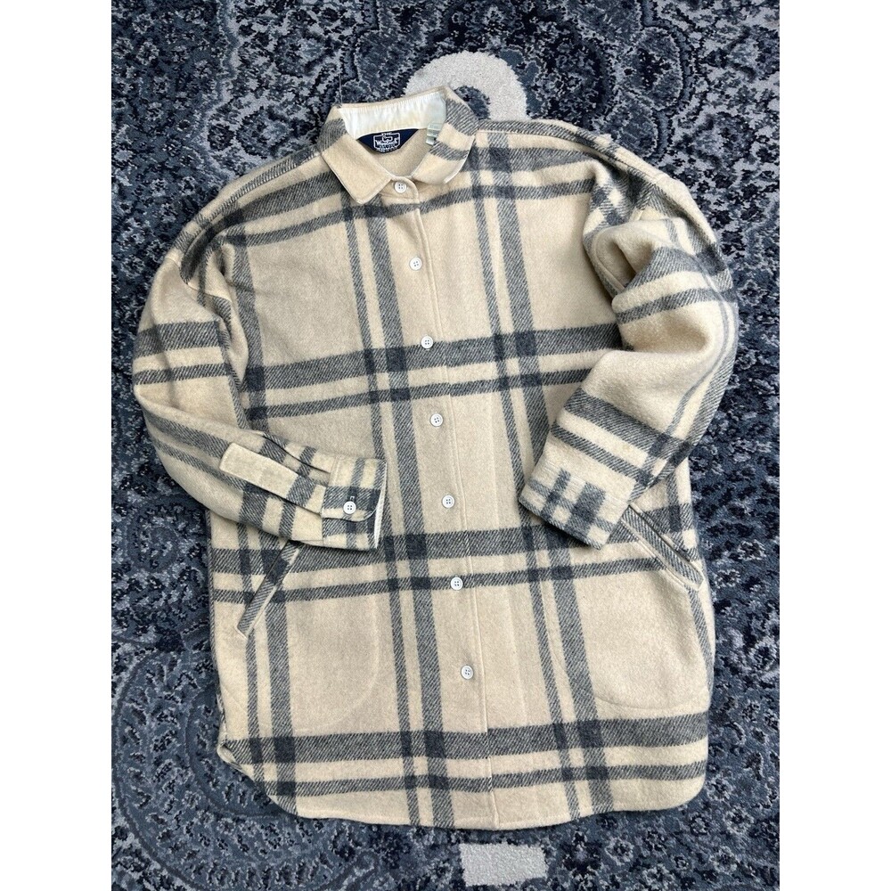 Vintage 1960s Womens’ WoolRich Flannel Shirt Size Large Made In USA beige - Picture 2 of 16